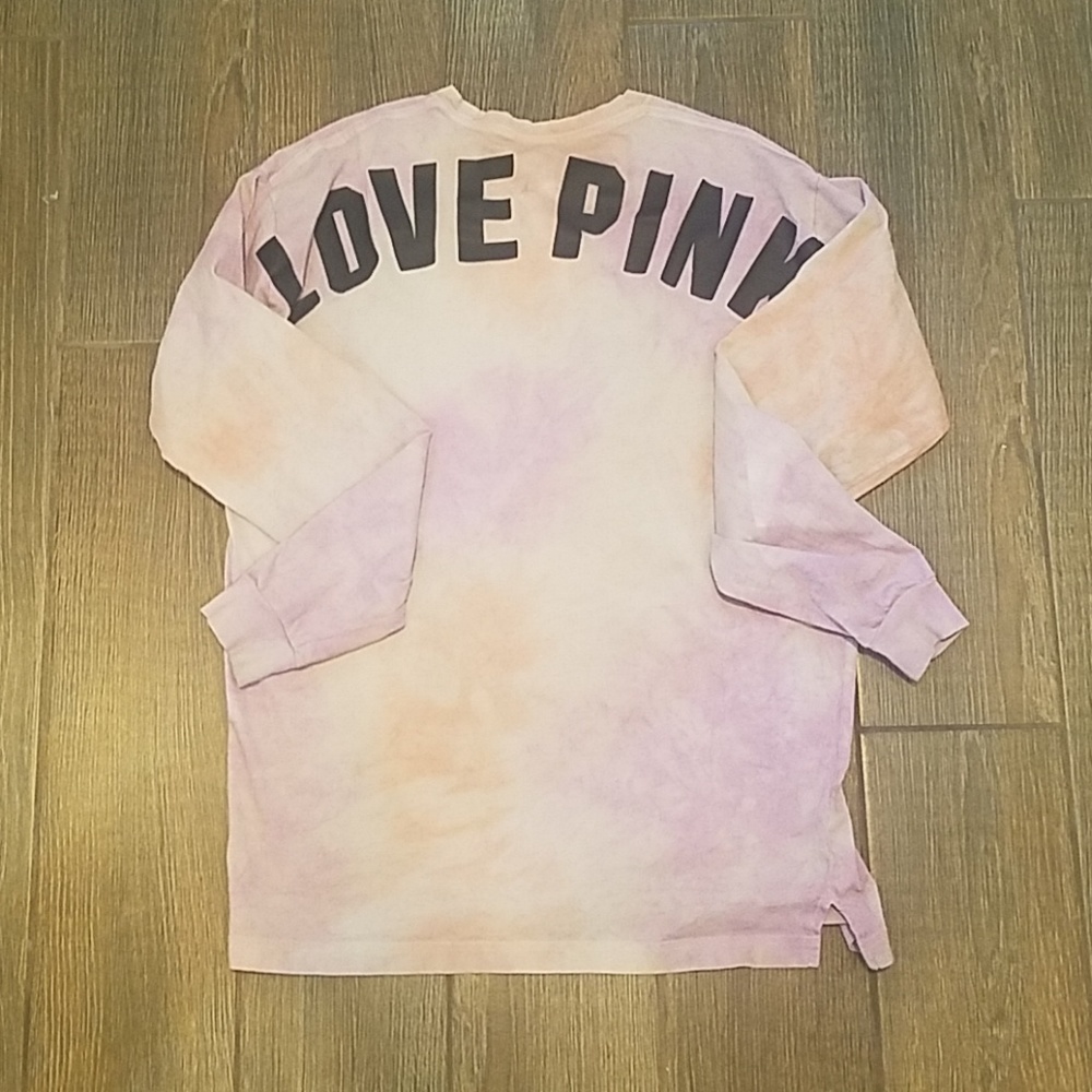 Pink tie dye long sleeve varsity crew